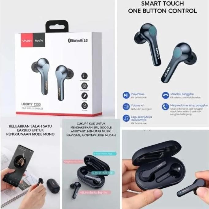 Vivan Liberty T200 Tws Bluetooth Rod-Shaped Design Waterproof Earphone Loewe_Vit