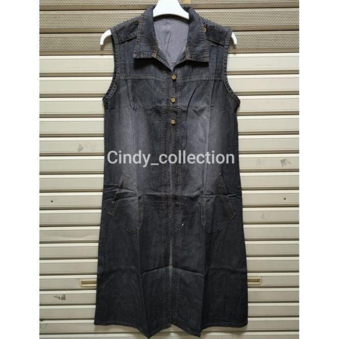 Rompi Vest Jeans Panjang Wanita Long Vest Denim Rompi Panjang Suzhimart