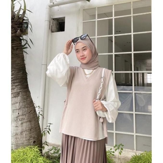 Mega Ettra Vest/Rompi Knit Wanita Meisyatere