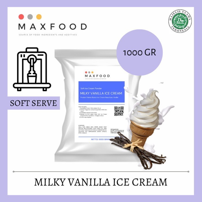 

1Kg Vanilla Soft Serve Ice Cream/ Es Krim Bubuk Rasa Vanilla