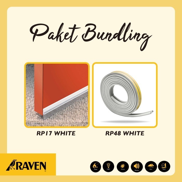 RAVEN DOOR SEAL RP17 + RP48 WHITE PAKET BUNDLING PENUTUP CELAH PINTU