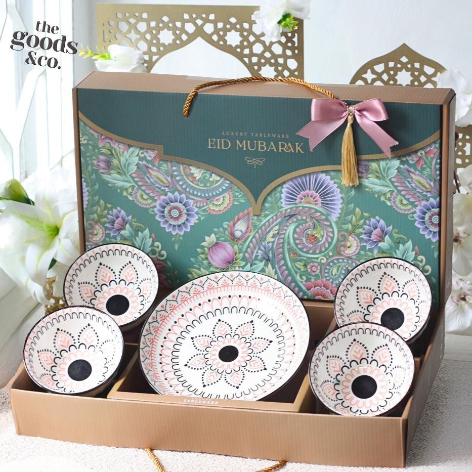 

PROMO Hampers Lebaran Idul Fitri Mangkok Set Premium Eid Mubarak Gift Set Mangkok Keramik Parsel Lebaran