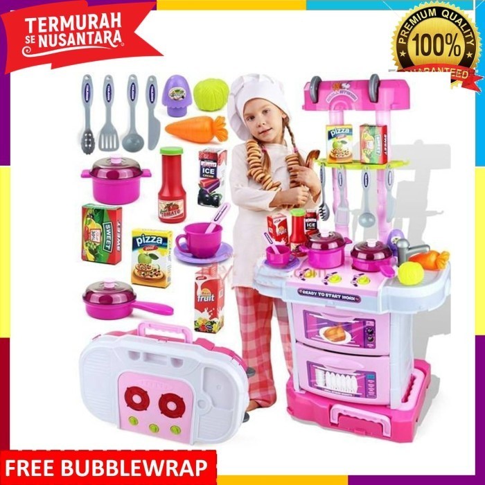 Mainan Anak Perempuan Masak Masakan Kitchen Set Pink Besar Jumbo