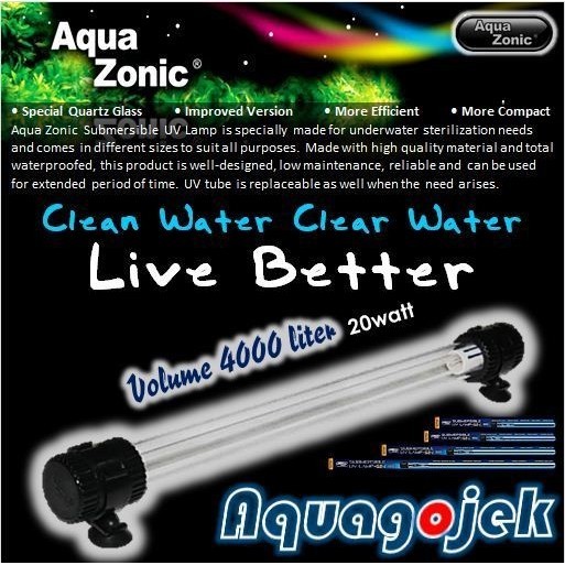 Aqua Zonic Uv006 Lampu Uv Celup Kolam 20Watt Aquazonic Submersible Uv Terlaris
