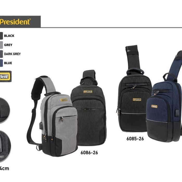 Tas Pria President . Waistbag. Selempang. . Waterptoof . 004