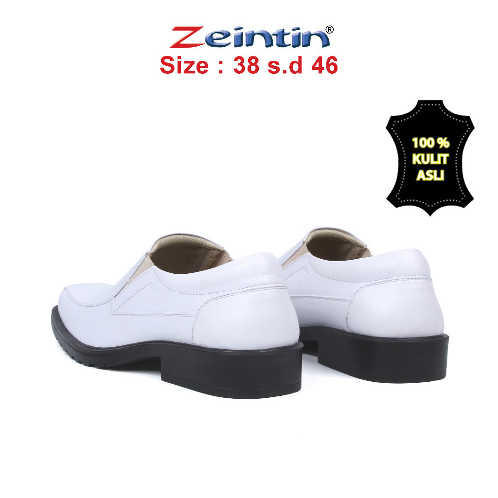 Promo Mega Sale 4.4 // Zeintin - Sepatu Pantofel Pria Putih Sepatu Perawat Pria Kulit Putih AJ