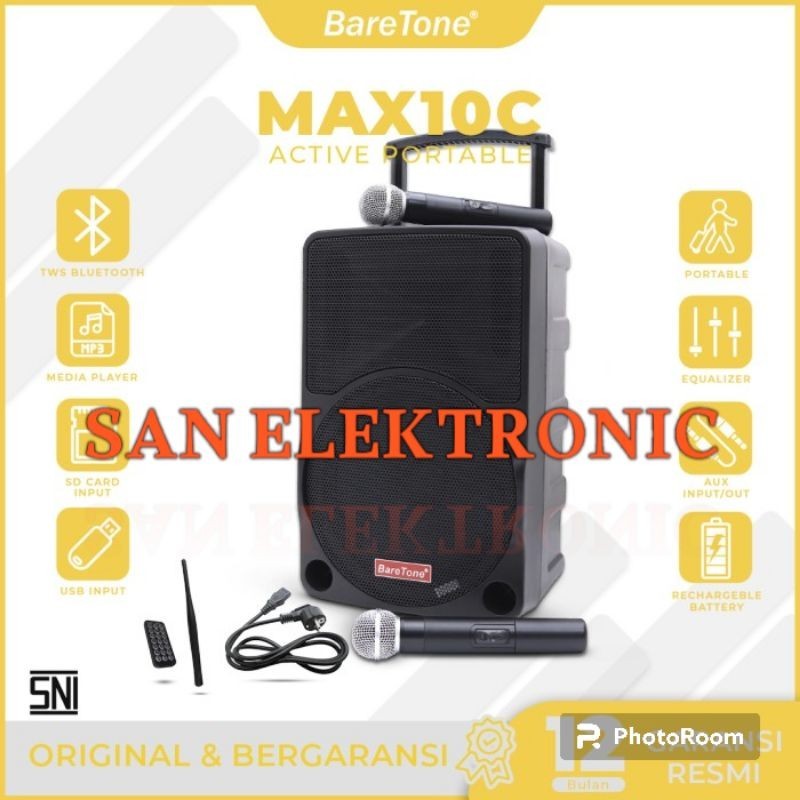 Speaker Portable BareTone MAX10C - 10 Inch TWS Bluetooth BareTone MAX10C