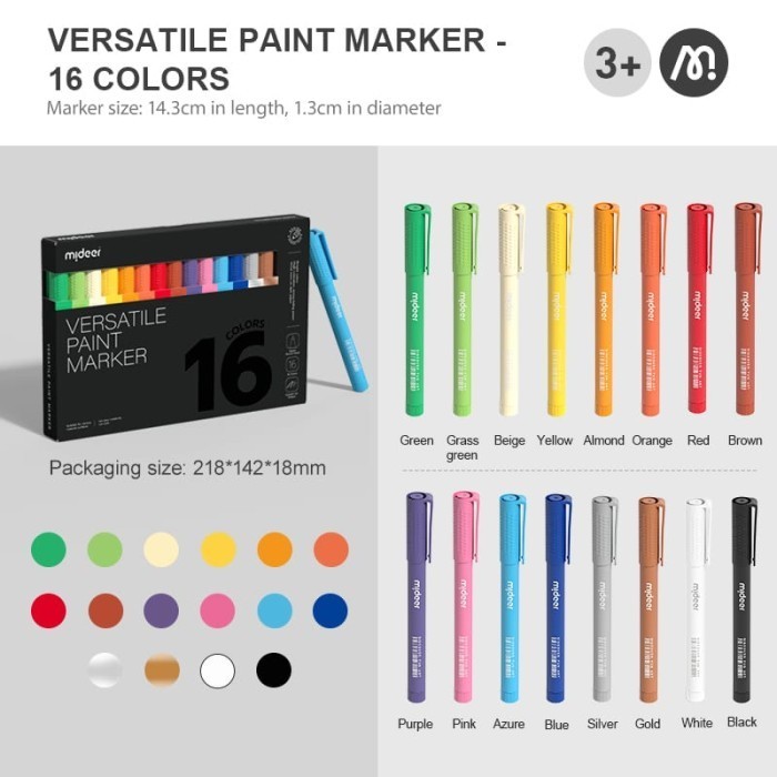 

Mideer Versatile Washable Paint Marker 16 Colours Spidol Warna