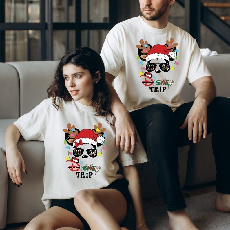 Disney Trip Shirt Mickey Couple Shirt Christmas Shirt Mickey Christmas 2024 Shirt Mickey and Minnie 