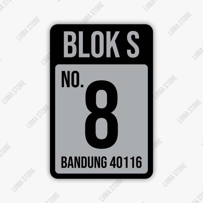 NOMOR RUMAH UNIK HITAM ABU 20 cm x 30 cm PLAT ALUMUNIUM