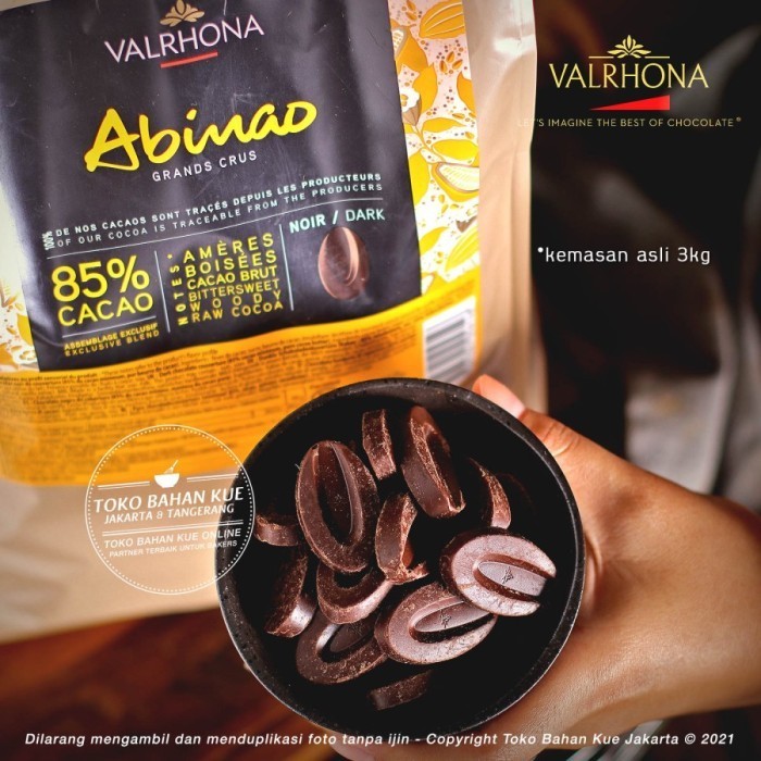 

Cabina Valrhona Abinao 85% Dark Chocolate 500Gr Couverture Cokelat Coklat