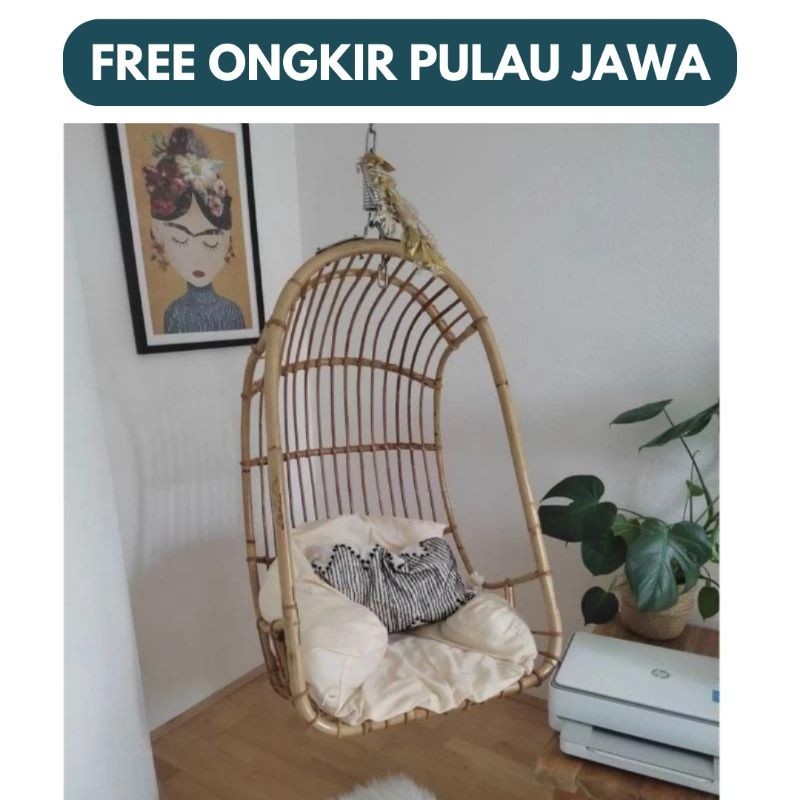 (GRATIS ONGKIR) AYUNAN GANTUNG ROTAN ALAMI NEVILLE (untuk dewasa) RATTAN HANGING CHAIR By Minimalis 