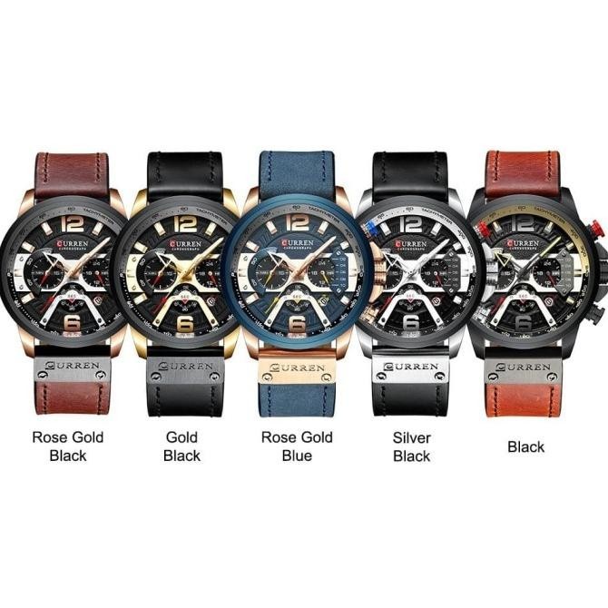 Jam Tangan Pria Curren 8329 Date Chronograph aktif BROWN RSE GOLD HTM BS01