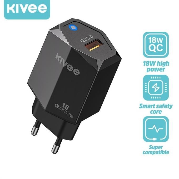 Promo Hot Sale Wall Charger Kivee Qc3.0 + Pd 18W Fast Charger Light Display 5V/3A