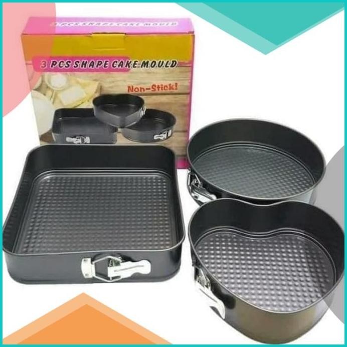 Loyang Kue Bongkar Pasang Motif Love Bulat dan Kotak Bahan Alumunium 1