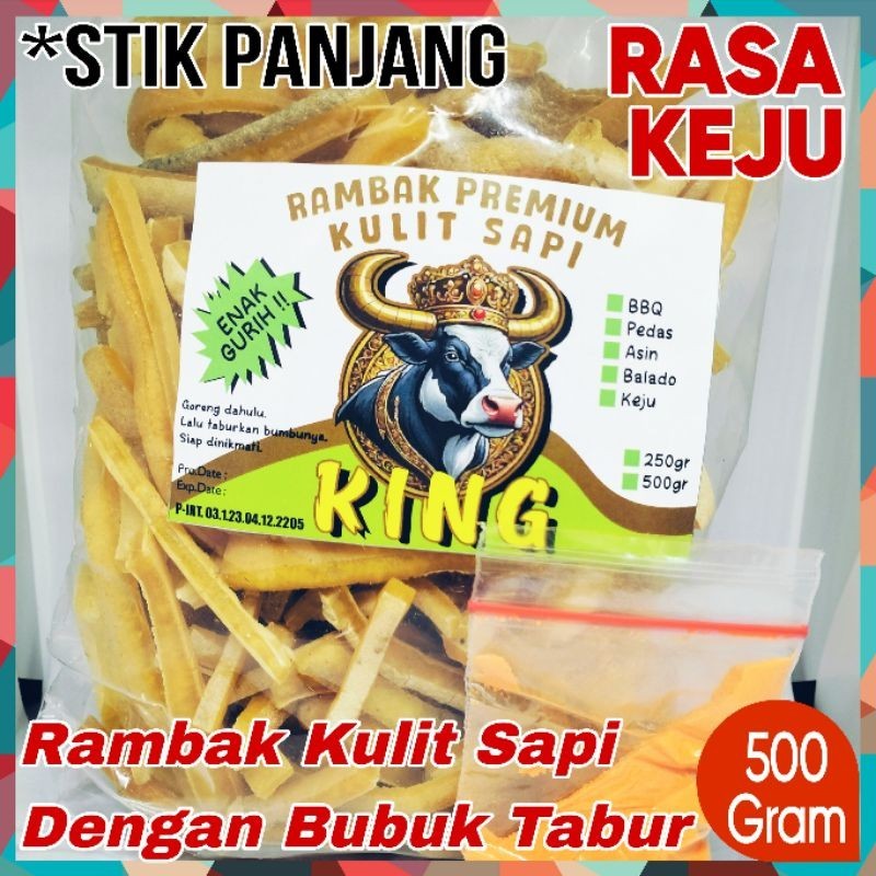 

500g KING Kerupuk Rambak Kulit Sapi Dengan Varian Rasa Bubuk Rempah Pilihan (stik panjang)