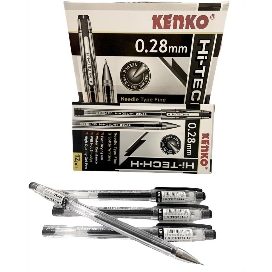 

Bolpen/Ballpoint/Pulpen Gel Ink Pen Kenko Hi Tech 0.28 Hitam (Lusin)