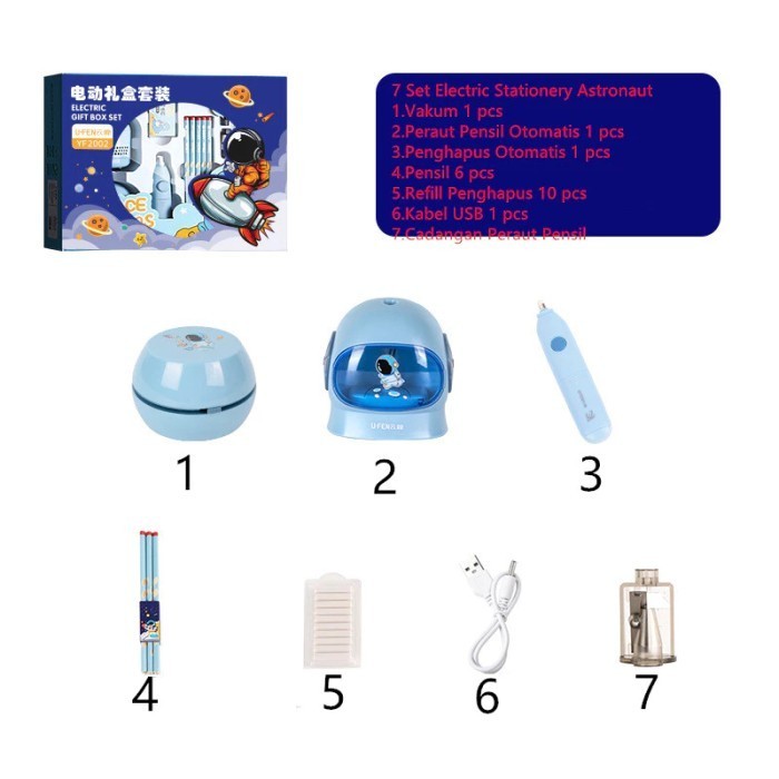 

Electric Stationary Set Alat Tulis Elektrik Rautan Vakum Penghapus