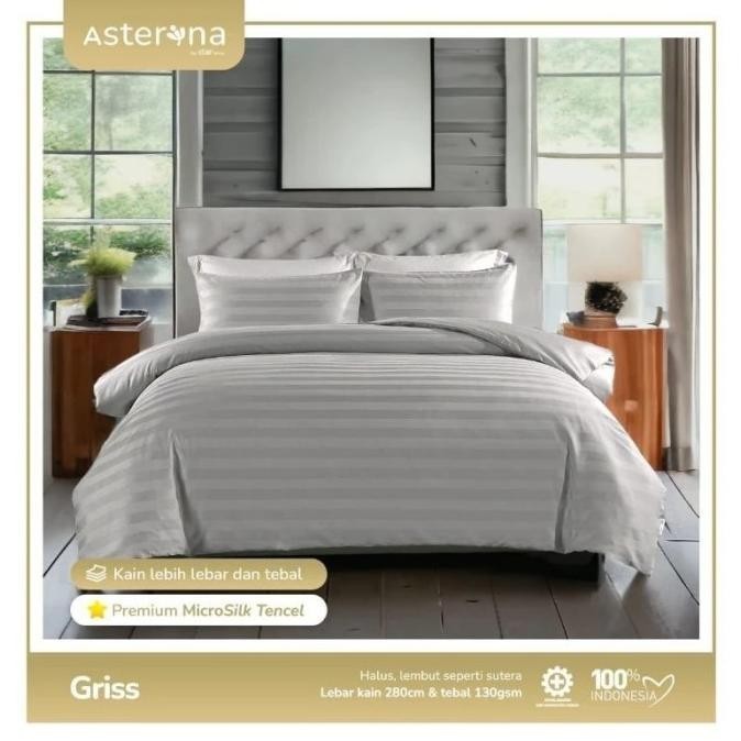 Bedcover Set Mixcro Tencel Original Minimalis Salur Zocawarix