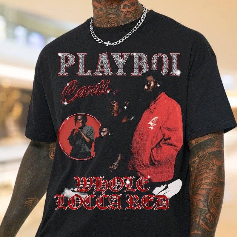 Playboi Carti WLR Kaus Vintage 90S Carti Whole Lotta Red Rap Kaus Uniseks Klasik Playboi Carti Pakai