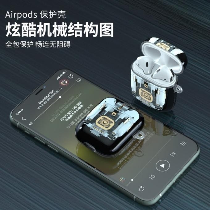 AIRPODS 1 2 MECHANICAL MACHINE TRANSPARENT SILICONE AIRPODS CASE