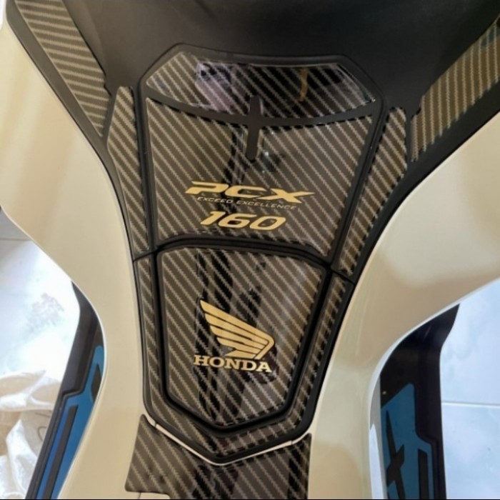 Stiker Tankpad Carbon Resin New Pcx 160 _Hitam Silver