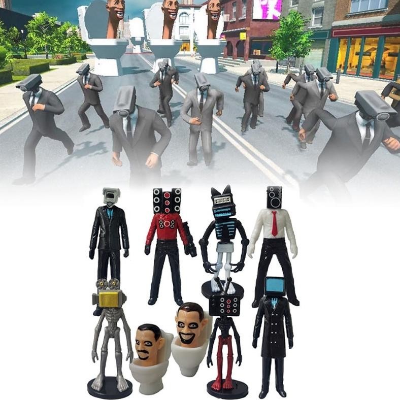 (mainan) 12 pcs Skibidi Toilet Action Figure Speakerman TV Man Monitor Man Model Boneka Mainan Untuk