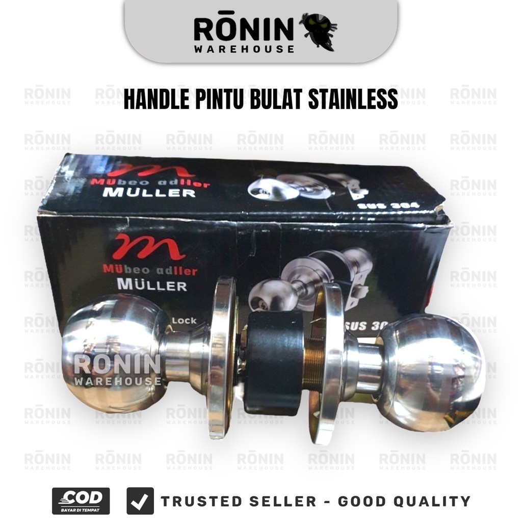 MULLER KUNCI BULAT HANDLE STAINLESS PEGANGAN PINTU KAMAR MANDI WC