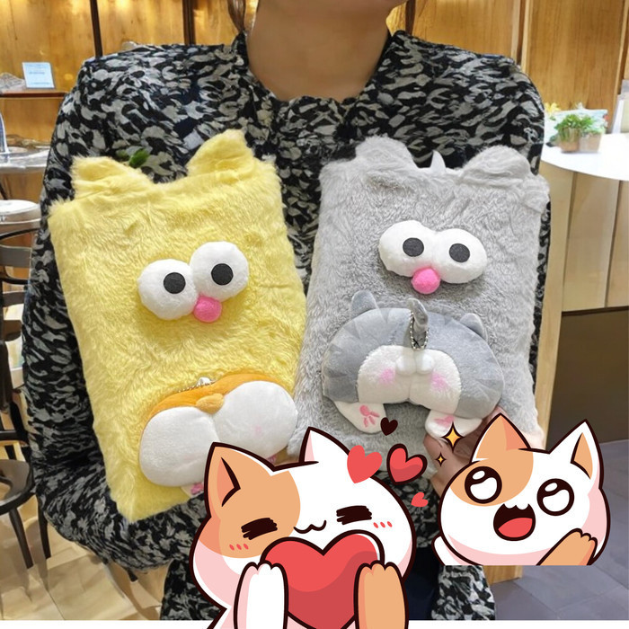 

TERMURAH Fluffy Cute Cat Funny But Notebook Diary Novelty Plush Journal Gift