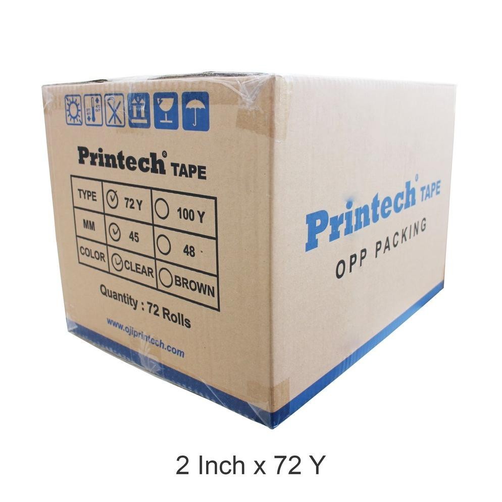 

Lagi Promooo !!! Printech Opp Tape Lakban Bening / Coklat 2 Inch 72 Y / 1 Dus 72 Roll