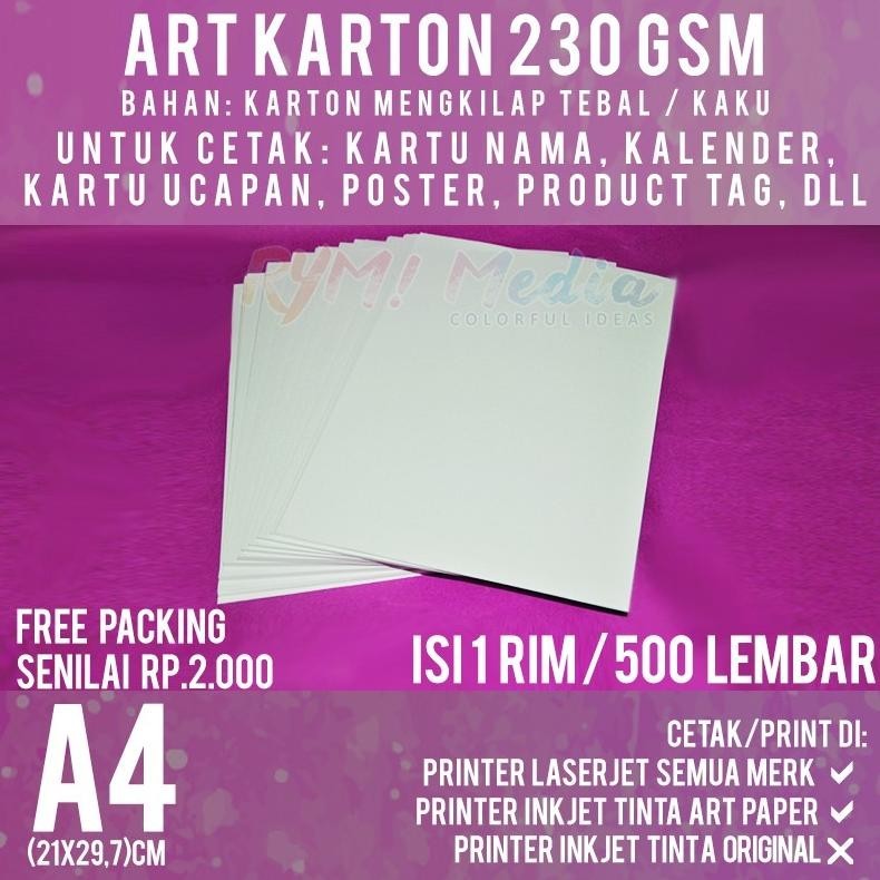 

Banyak Promooo !!! Lembar Art Karton 230 Gsm A4 / Kertas Art Carton Paper Glossy 230 Gram Isi 1 Rim