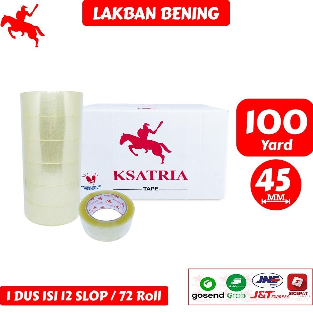 

Lagi Promooo !!! Lakban Opp Tape / Lakban Bening Ksatria Tape 100 Yard (1 Dus)