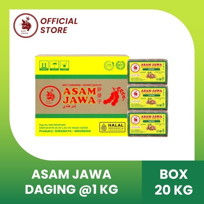 

Asam Jawa Tanpa Biji / Asem Daging 1 Box Isi 20 @1Kg "Cap Ratu Udang
