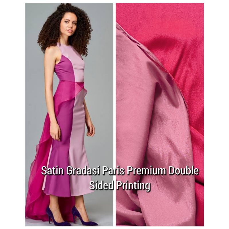 Kain Satin Gradasi Paris Bolak Balik Premium