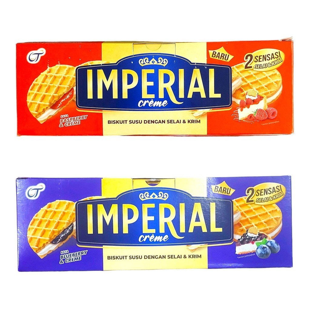 

Yens Mart - Imperial Creme Waffle 1 Box isi 12 Bungkus @27gr Biskuit Susu dengan Selai & Krim Rasa Blueberry, Raspberry & Creme 2 Sensasi Selai & Krim All Variant