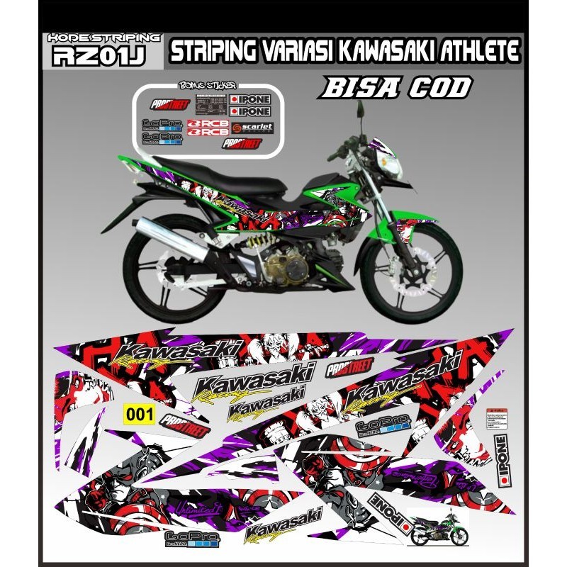 (Bisa COD) Striping Kawasaki Athlete Stiker variasi Athlete semi full