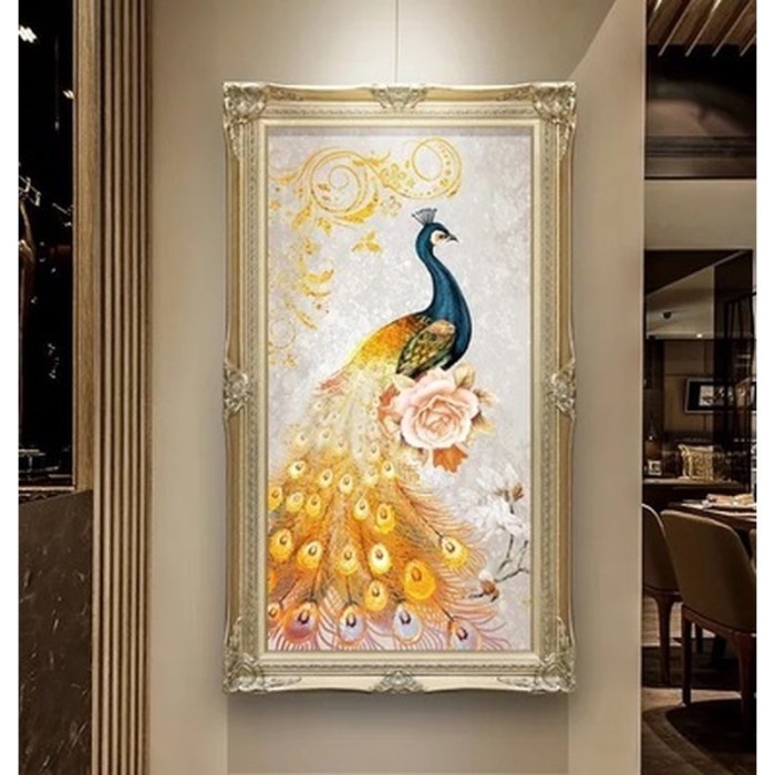 Lukisan Diamond 5D Diy Gambar Burung Merak / Peony Untuk Dekorasi