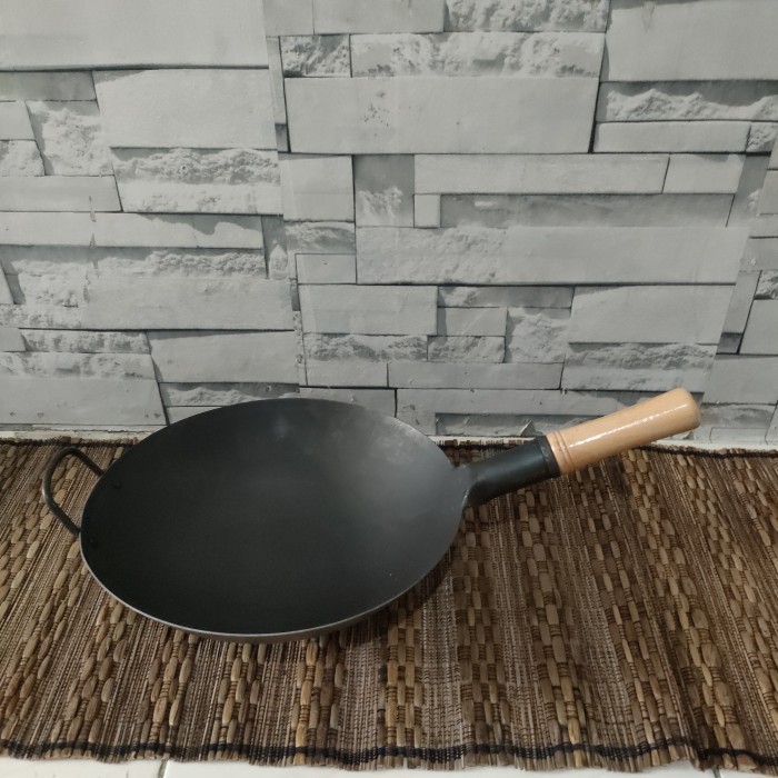 Wajan Wok Baja Gagang Kayu 32 Cm