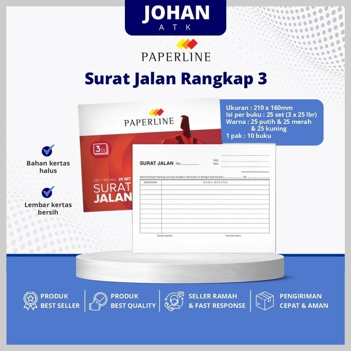 

Surat Jalan Rangkap 3 Paperline / 1 Pack Isi 10 Buku HOT PROMO