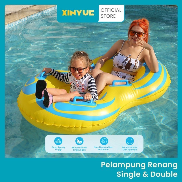 Pelampung Ban Renang Kolam Arus Kuning Single Double Anak Dewasa