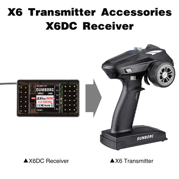 DUMBORC X6DC 2.4G 6CH LIGHT SERVO DAN MOTOR CONTROL RECEIVER UNTUK RC