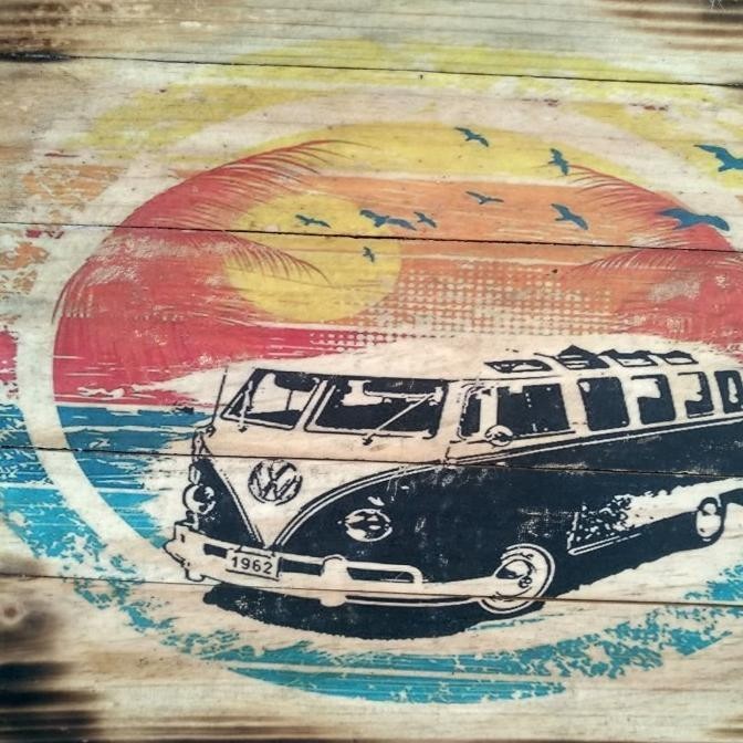 Hiasan Unik Lukisan Kayu Vw Kombi Klasik Jatibelanda Bakar