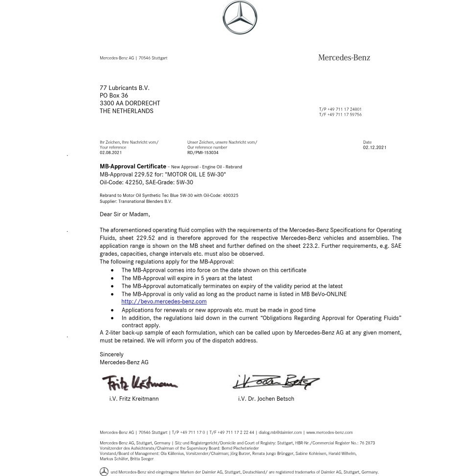 Oli 77 Lubricants Motor Oil Le 5W-30 (Liter)