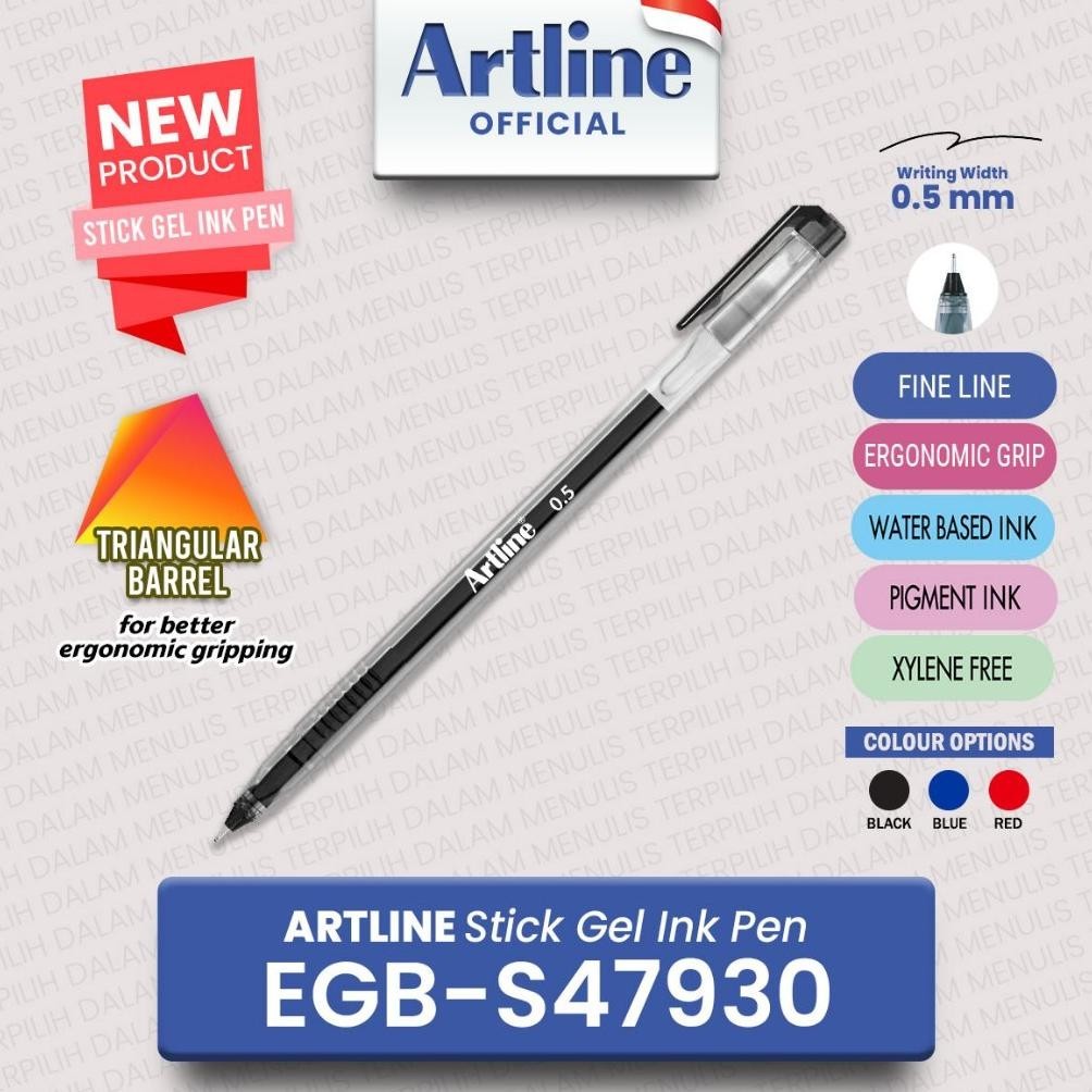 

Artline Stick Gel Ink Pulpen 0.5 Mm Egb-S47930 Ballpoint Segitiga / Bolpen Segitiga Christopherdeedavistee