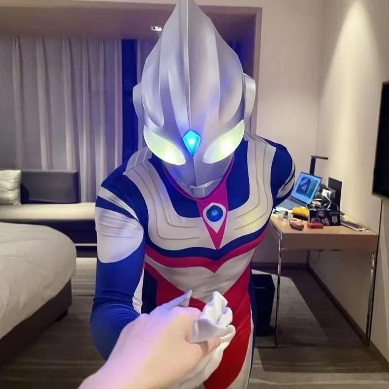 BDC Topeng Ultraman Dewasa Anak Cosplay Tiga Tutup Kepala Helm Tutup Kepala Sensor Sentuh Masker Ber