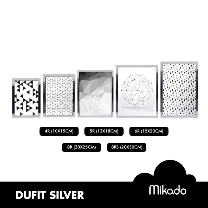 Dufit Foto Frame Silver / Bingkai Foto 4R, 5R, 6R, 8R,8Rp - 8R