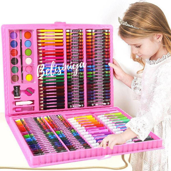 

Crayon Kerayon Anak Set Isi 168 Pcs Alat Lukis Anak Set Pensil Warna -Anza Wahda