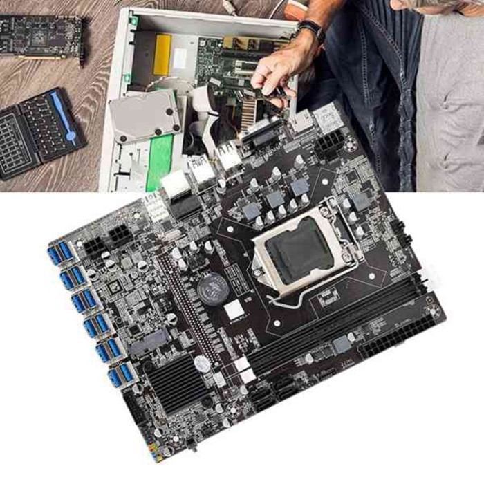 B75 Eth Mining Motherboard 12X Pcie Ke Usb + G540 Cpu + Ddr3 4Gb