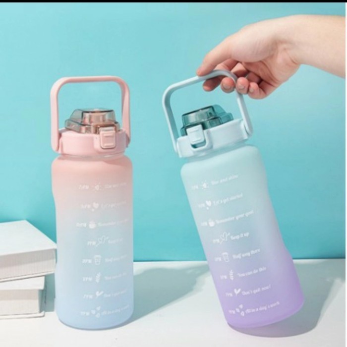 Botol Minum Tritan 2L Quifit Penanda Waktu Handle Botol Minum 2L