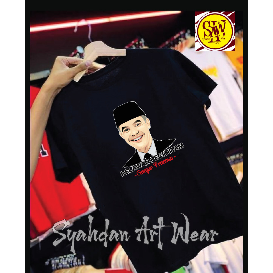 Kaos Ganjar Pranowo Relawan Peci hitam / Kaos PDI Perjuangan / Kaos Presiden 2024